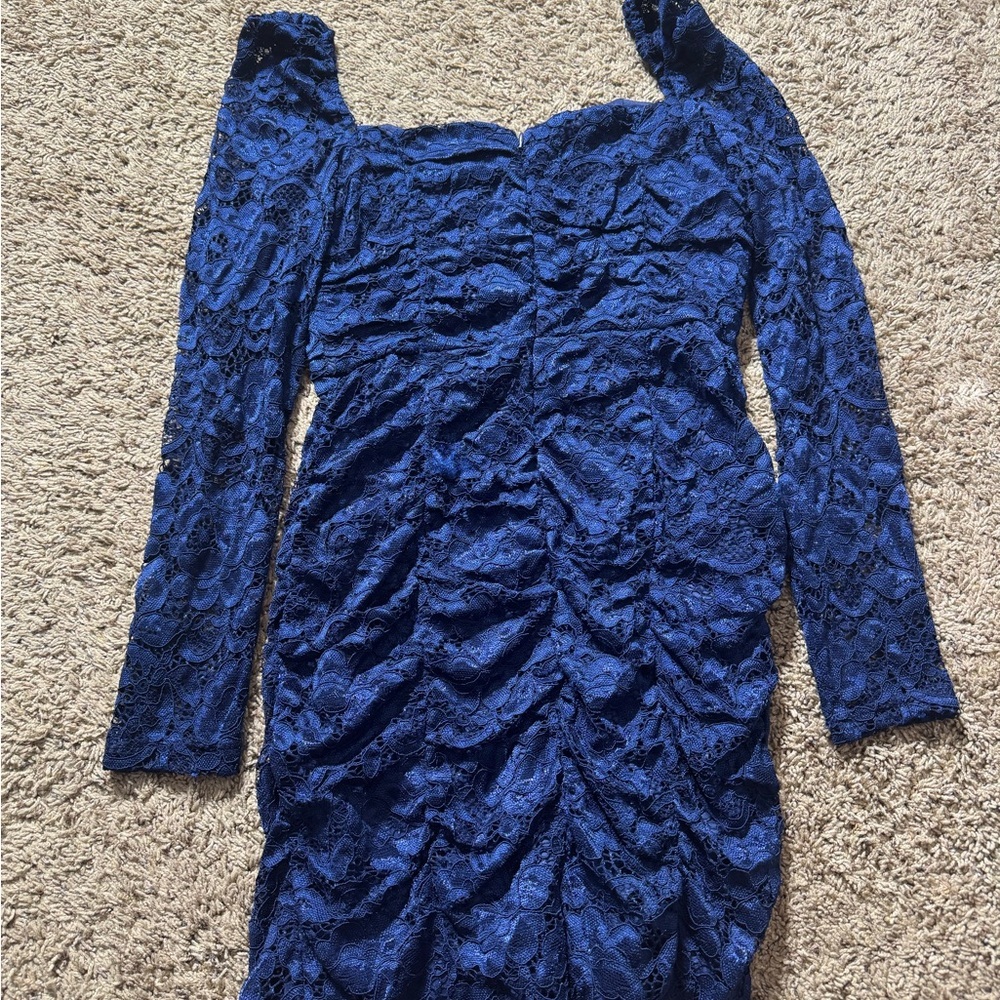 Sam Edelman Navy Lace Long Sleeve Dress - Picture 3 of 4